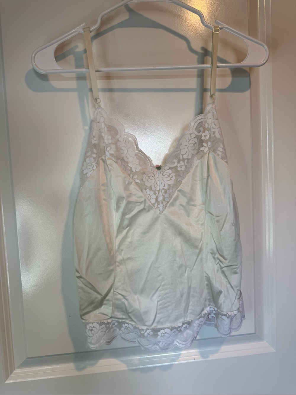 Vintage jcpenney Lace-Trim Satin Camisole - Cream